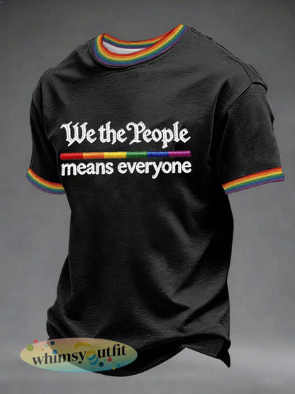Heren ’We The People Betekent Iedereen’ Gedrukt Casual T-shirt - Zwart / S