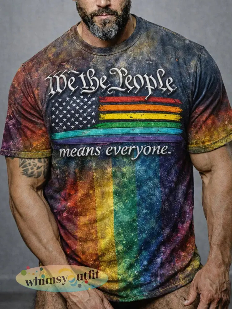 Heren ’We The People Means Everyone’ Gedrukt Casual T-shirt - als foto / S