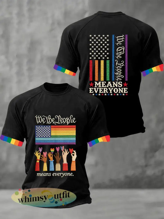 Heren ’We The People Means Everyone’ Gedrukt T-shirt met korte mouwen - Zwart / S