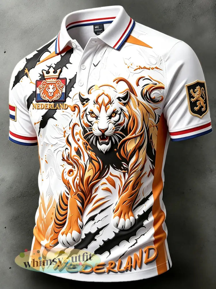 Heren wit 2026 Nederlands 3D-geprint casual poloshirt - Wit / S