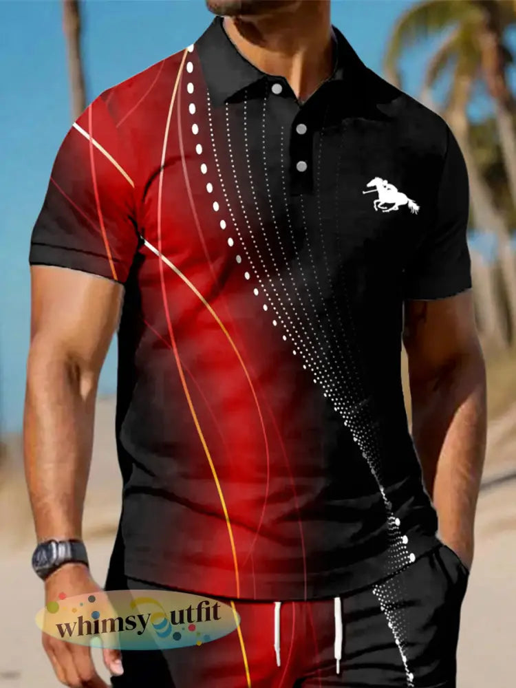 Herenartikel met golfprint casual tweedelig setje