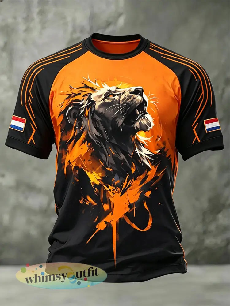 Herenatletisch T-shirt met leeuwenprint - A / S
