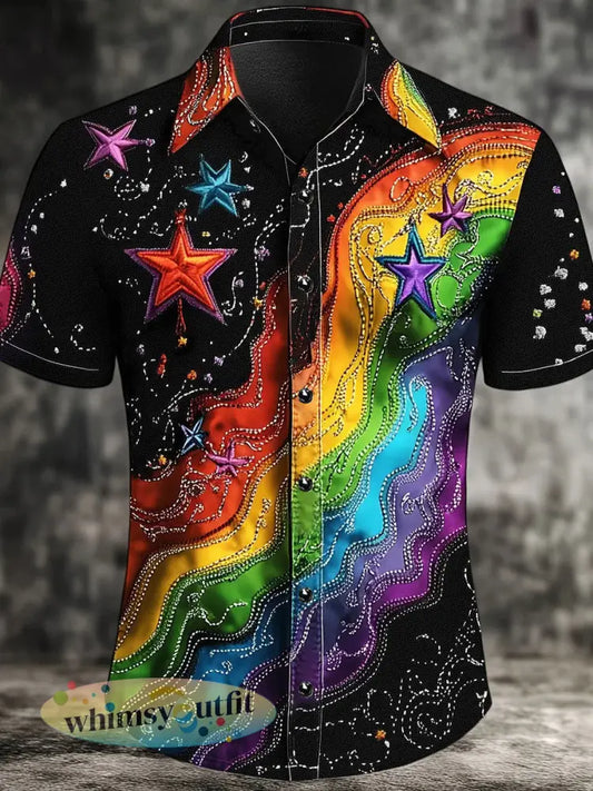 Herenboog Gradiënt Barok Kunst Print Casual Shirt - Zwart / S