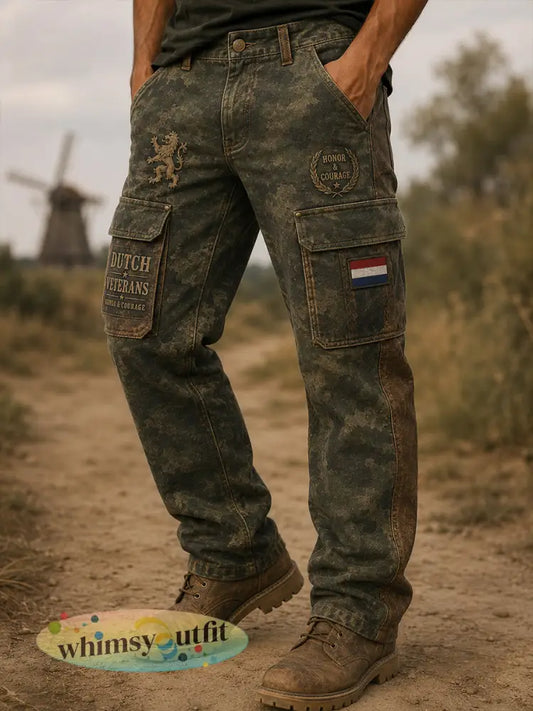 Herenbroek in retrocamouflage met vele zakken en militair karakter - A / S