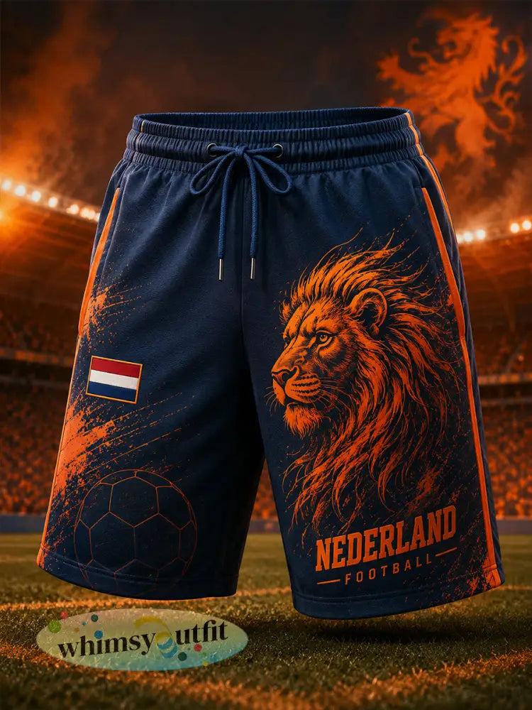 Herenbroek met leeuwenvoetbalprint - A / S