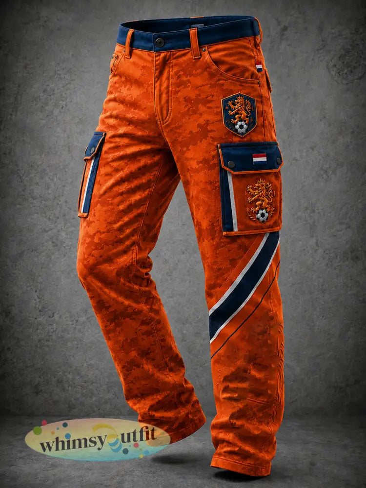 Herenbroek met retro leeuwenprint en lange zakken - A / S
