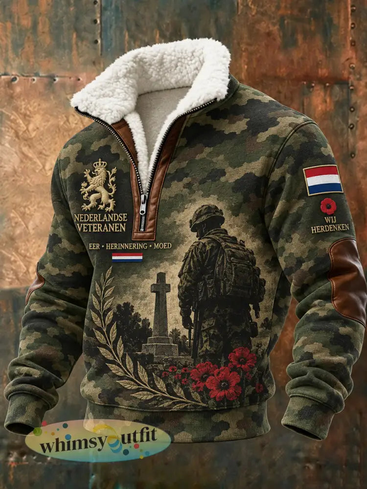 Herenherdenkingsdagprint sweatshirt met hoge hals en lange mouwen - A / S