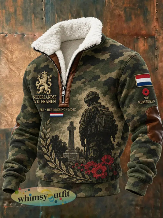 Herenherdenkingsdagprint sweatshirt met hoge hals en lange mouwen - A / S