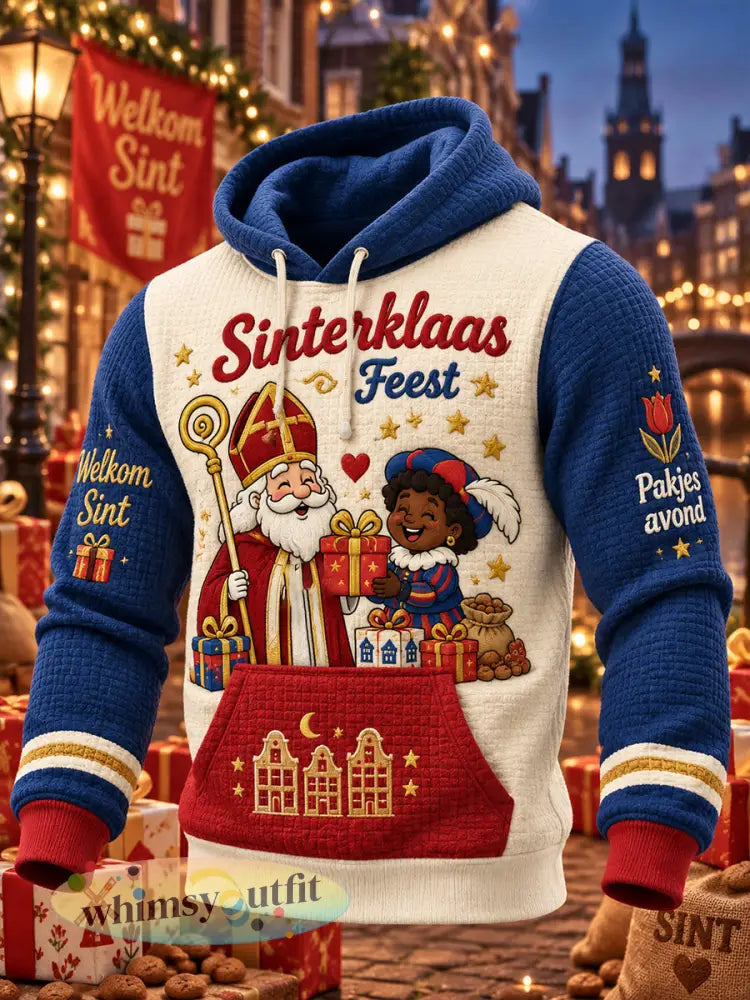 Herenhoodie met grafische print voor Sint Nicolaasdag gewafeld gebreid - A / S