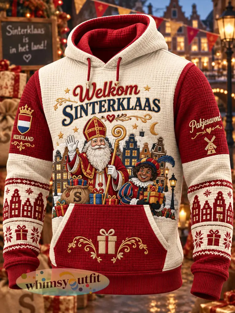 Herenhoodie met grafische print voor Sint Nicolaasdag gewafeld gebreid - A / S