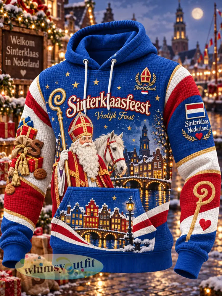 Herenhoodie met grafische print voor Sint Nicolaasdag gewafeld gebreid - A / S