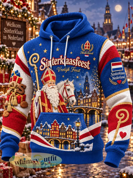 Herenhoodie met grafische print voor Sint Nicolaasdag gewafeld gebreid - A / S