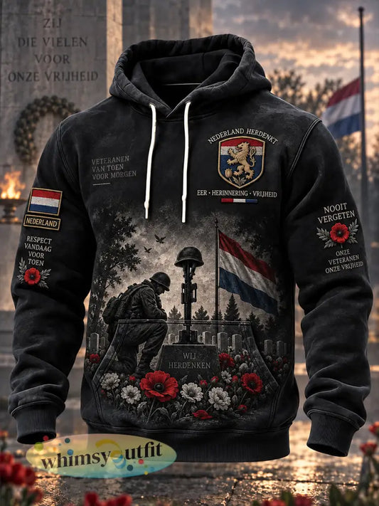 Herenhoodie met lange mouwen en een print met herdenkingsdagthema - A / S