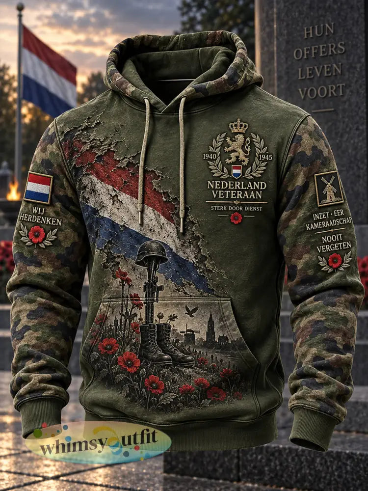 Herenhoodie met lange mouwen en een print met herdenkingsdagthema - A / S