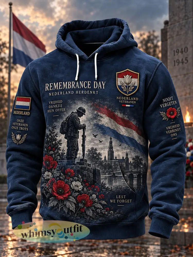 Herenhoodie met lange mouwen en een print met herdenkingsdagthema - A / S