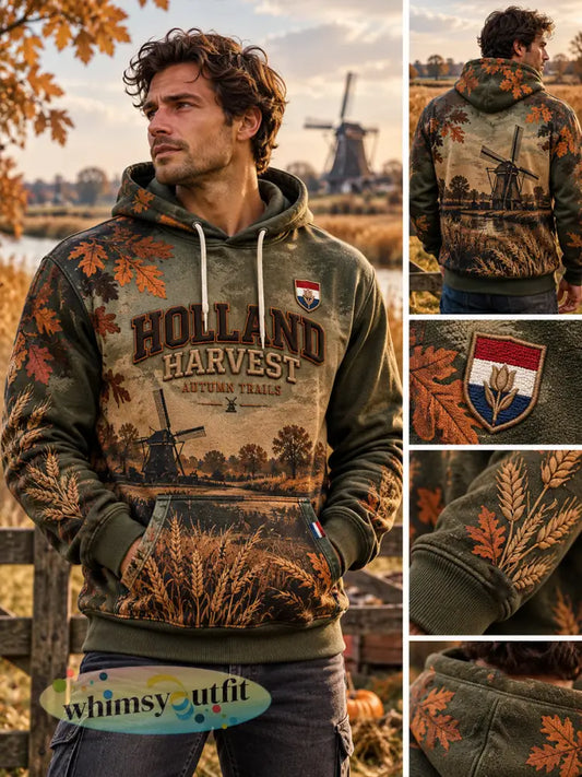 Herenhoodie met lange mouwen en grafische herdenkingsprint voor de herfst - A / S