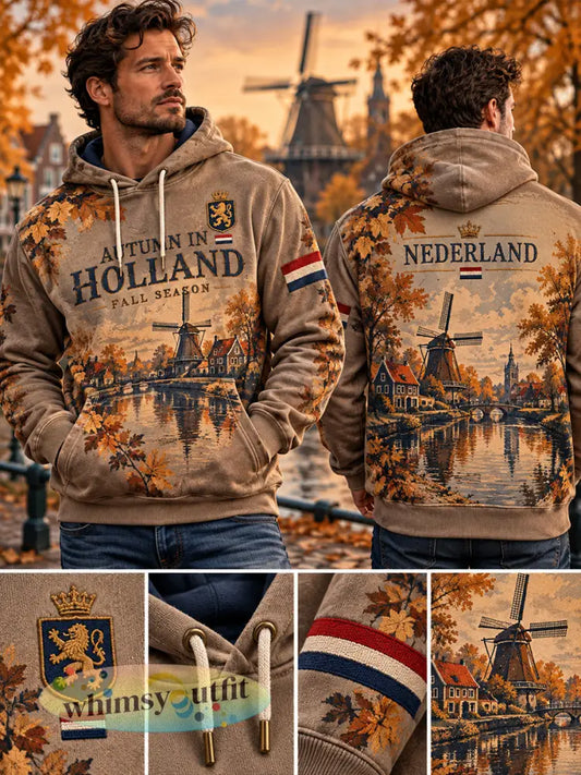 Herenhoodie met lange mouwen en grafische herdenkingsprint voor de herfst - A / S