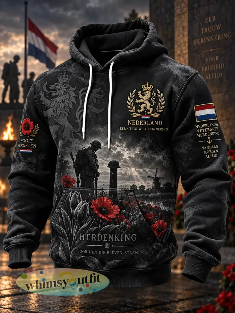Herenhoodie met lange mouwen en grafische print ter herdenking van veteranen - A / S