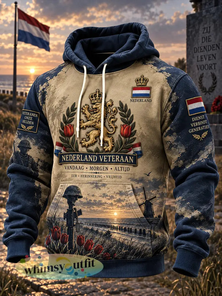 Herenhoodie met lange mouwen en grafische print ter herdenking van veteranen - A / S