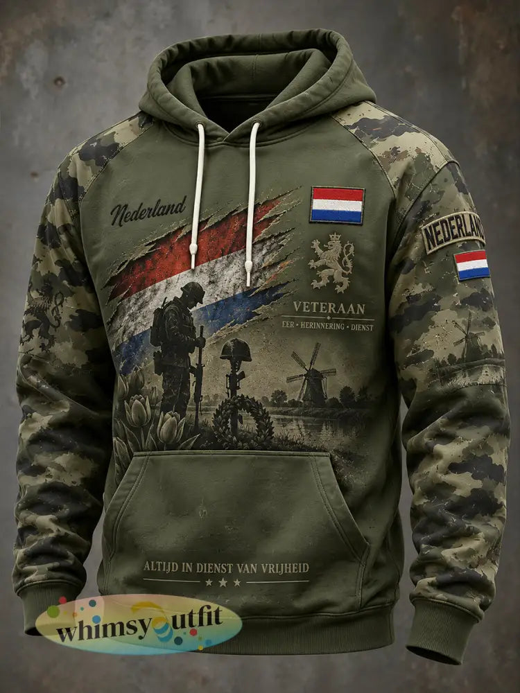 Herenhoodie met lange mouwen en grafische print ter herdenking van veteranen - A / S