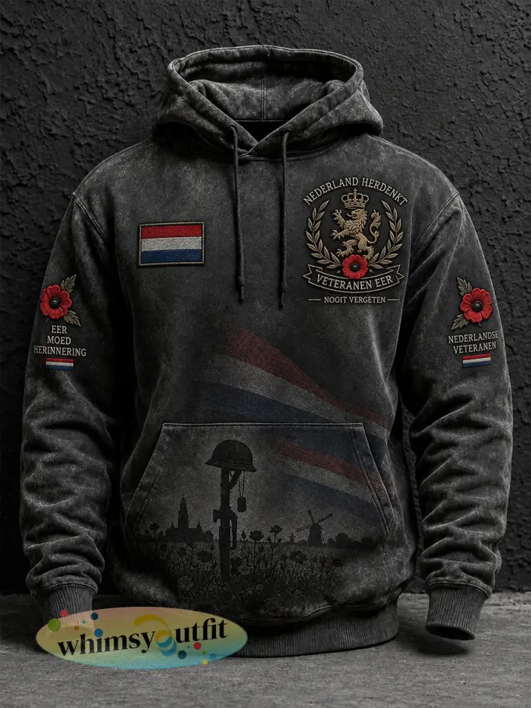 Herenhoodie met lange mouwen en grafische print ter herdenking van veteranen - A / S