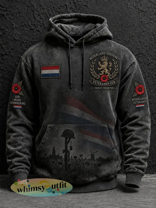 Herenhoodie met lange mouwen en grafische print ter herdenking van veteranen - A / S