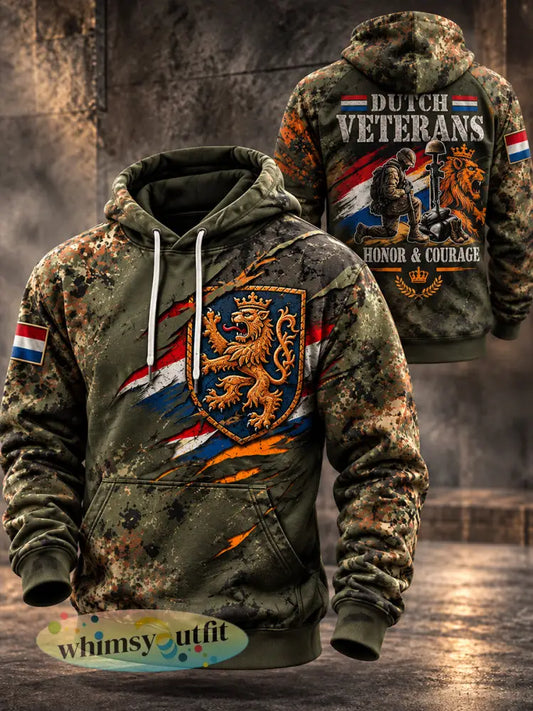 Herenhoodie met lange mouwen en grafische print met veteranthema - A / S