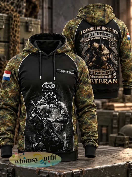 Herenhoodie met lange mouwen en grafische print met veteranthema - A / S