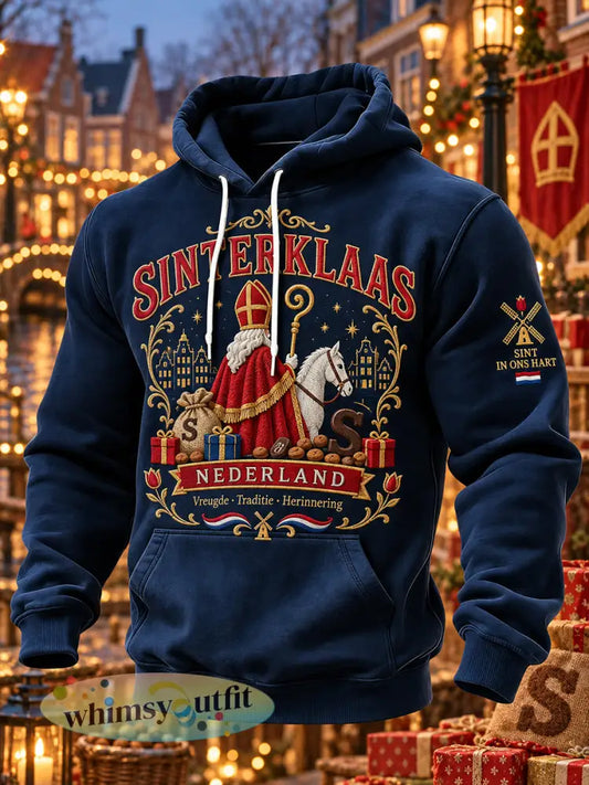 Herenhoodie met lange mouwen en grafische print voor Sint Nicolaasdag - A / S