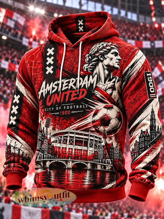 Herenhoodie met lange mouwen en prints geïnspireerd op urban voetbal - A / S