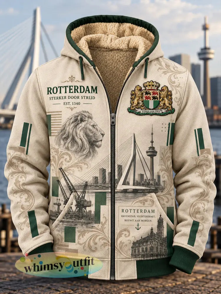 Herenhoodie met lange mouwen en rits voorzien van een stedelijk herdenkingsmotief - A / S