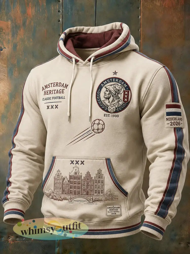 Herenhoodie met lange mouwen en voetbalprint - A / S