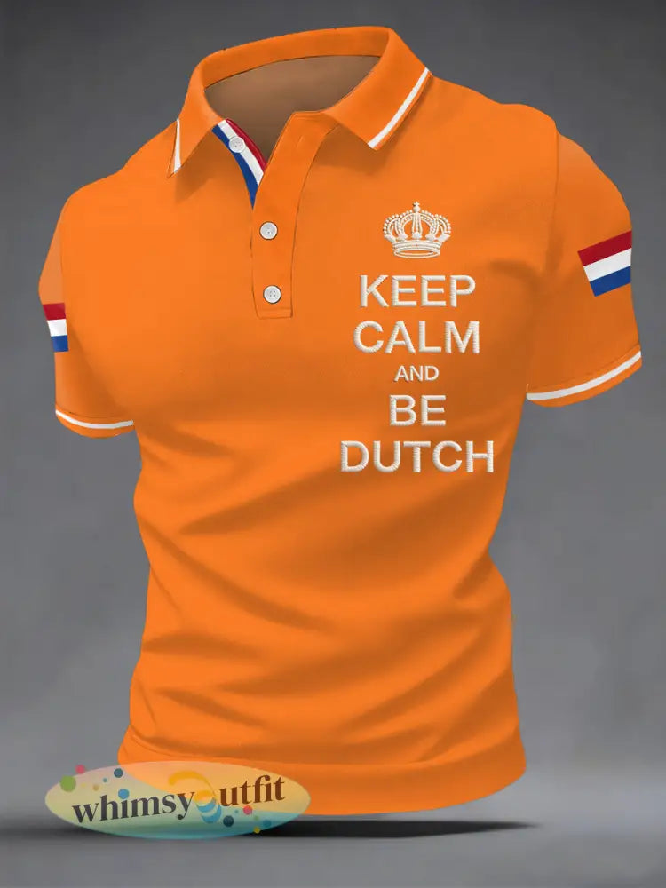 Herenhouden kalm en zijn Nederlands Nederland Vlag Print Casual Polo - Oranje / S
