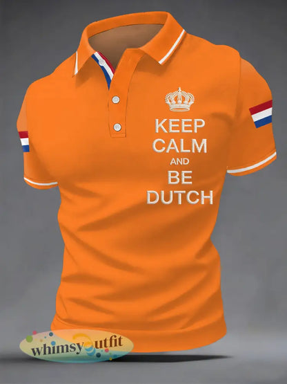 Herenhouden kalm en zijn Nederlands Nederland Vlag Print Casual Polo - Oranje / S