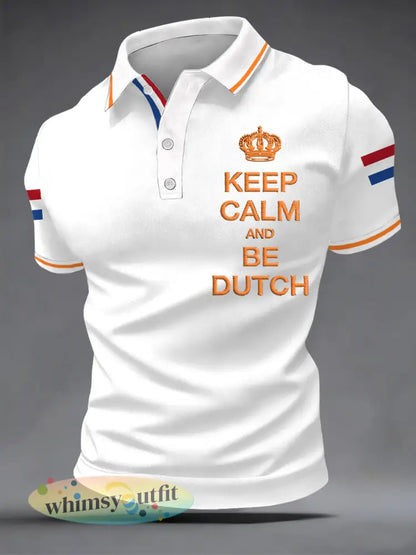 Herenhouden kalm en zijn Nederlands Nederland Vlag Print Casual Polo - Wit / S