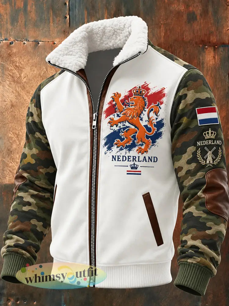 Herenjack met grafische print en hoge kraag lange mouwen ter nagedachtenis aan veteranen - A / S