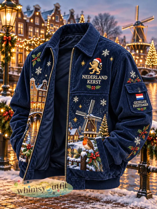 Herenjack met kerstthema-print - A / S
