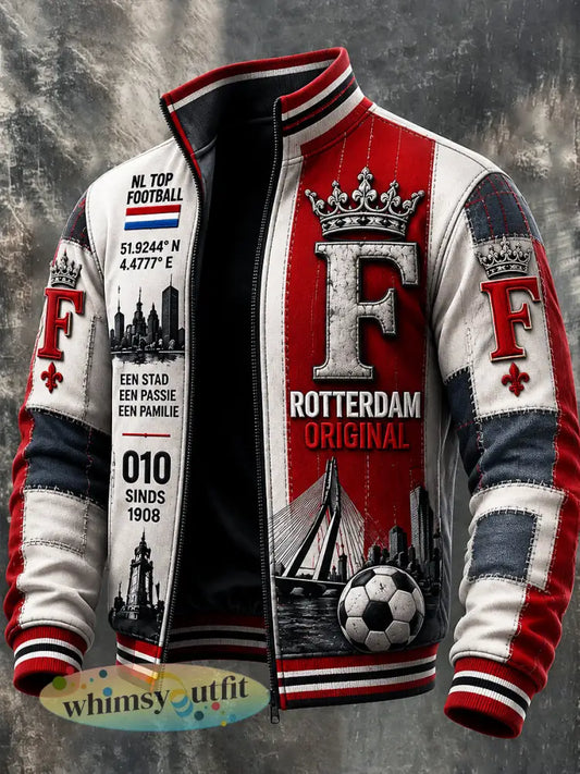 Herenjack met voetbalprint van Feyenoord casual en voorzien van rits - Veelkleurig / S