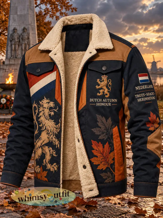 Herenjas met fleecevoering en herdenkingsprint voor de herfst - A / S