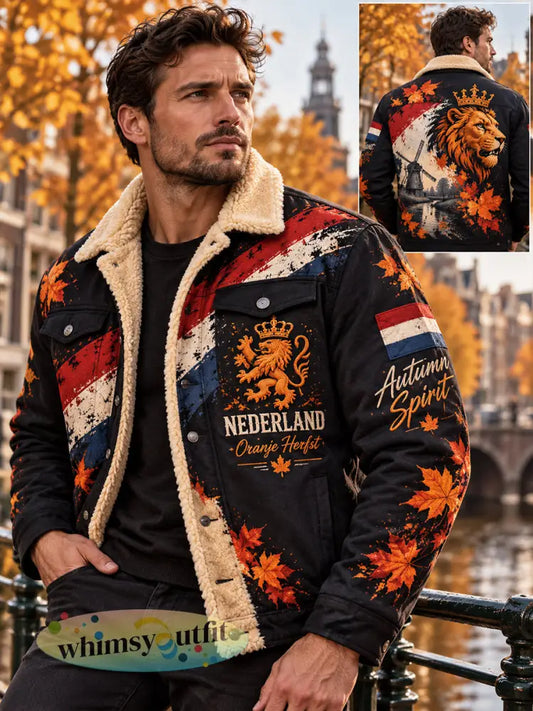 Herenjas met fleecevoering en herdenkingsprint voor de herfst - A / S