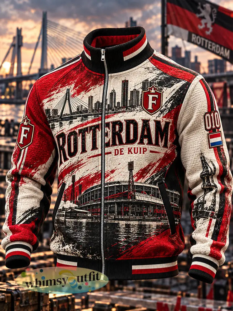 Herenjas met hoge hals en een urban voetbalprint - A / S