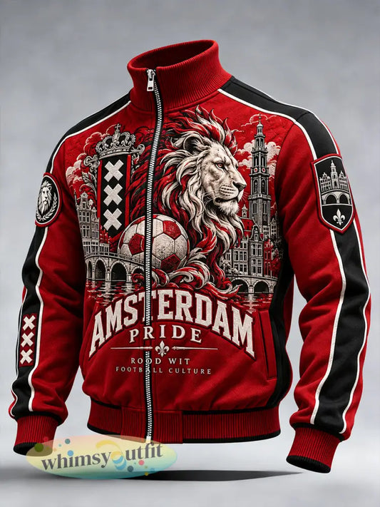 Herenjas met hoge hals en een urban voetbalprint - A / S