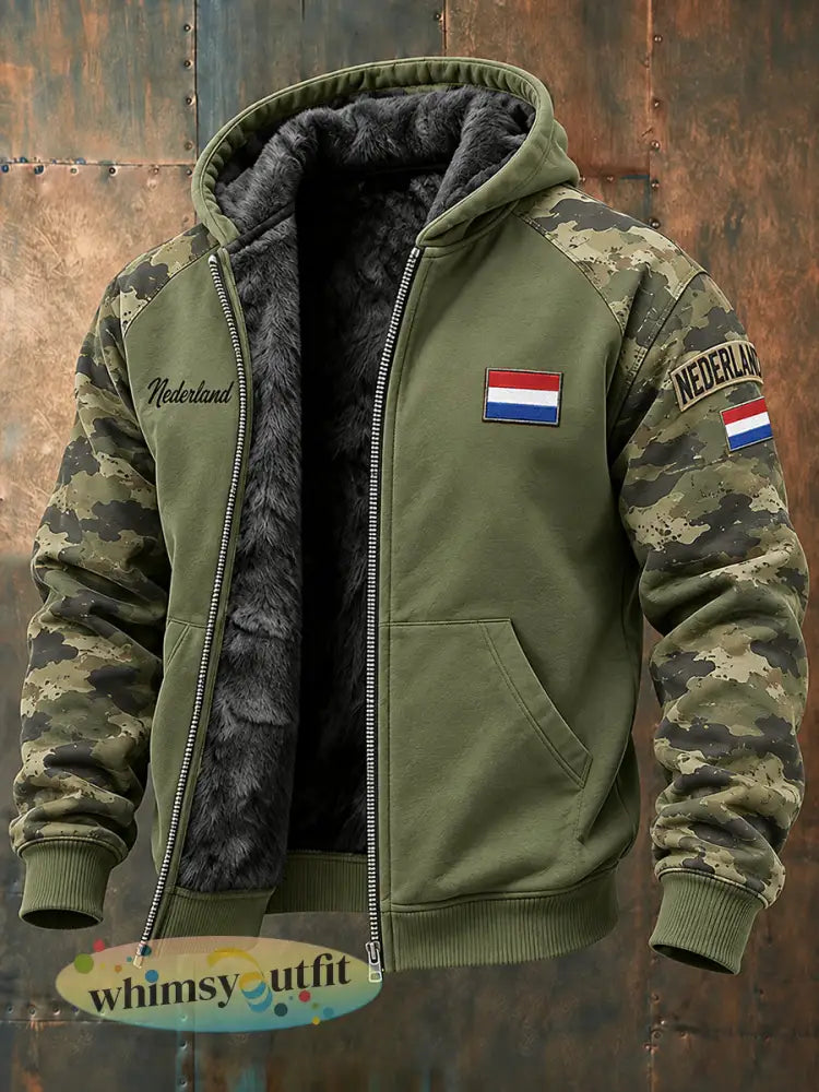 Herenjas met lange mouwen camouflage in militair thema en herdenkingsprint - A / S