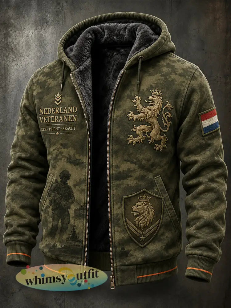 Herenjas met lange mouwen camouflage in militair thema en herdenkingsprint - A / S