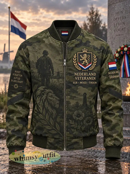 Herenjas met lange mouwen camouflage in veteraanthema en herdenkingsprint - A / S