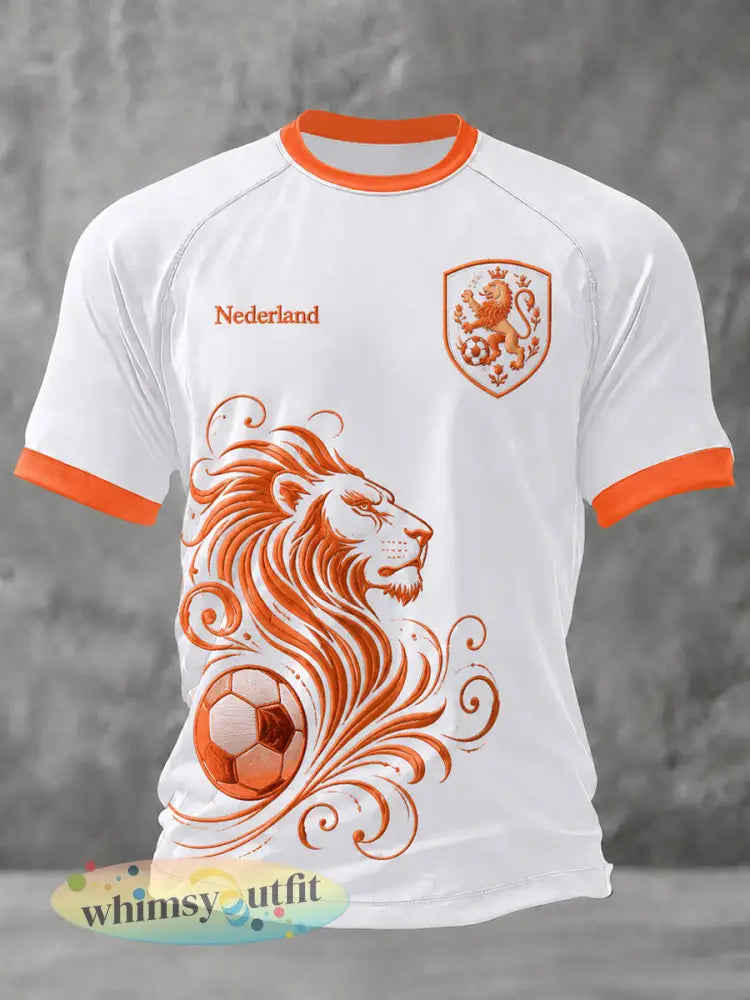 Herenkleding als cadeau voor voetbalfans casual T-shirt met opdruk - Wit / S