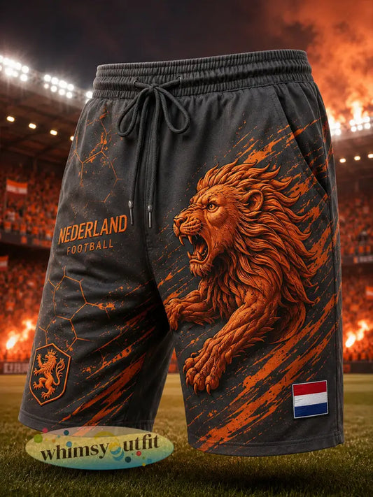 Herenkorte broek met leeuwenprint voor voetbal - A / S