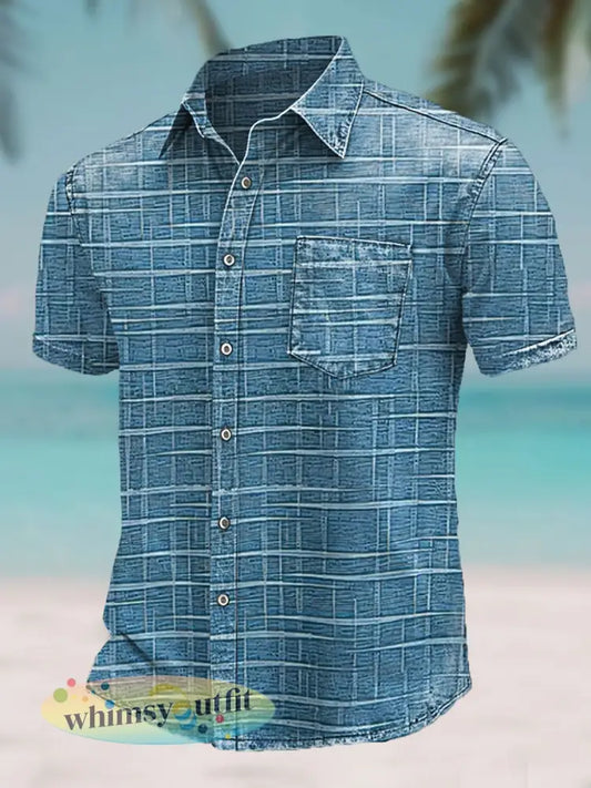 Herenoverhemd in Hawaïse vakantiestijl met print - Blauw / S