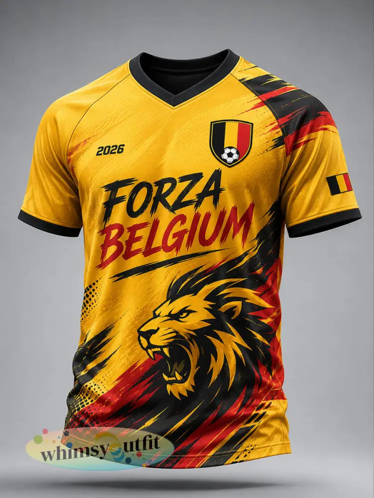 Herenoverhemd met korte mouwen en V-hals voorzien van een voetbalprint - A / S