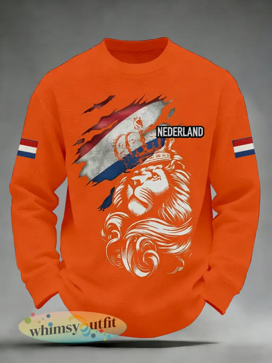 Herenoverhemd met lange mouwen en print van de Nederlandse Koningsdag - A / S